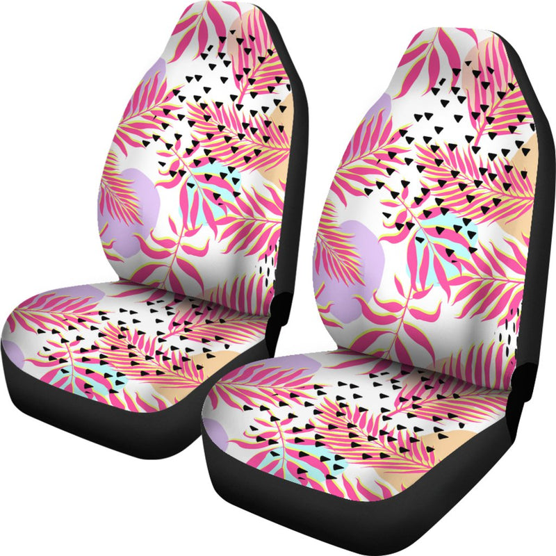 Pink Tropical Palm Leaves Universal Fit Car Seat Covers