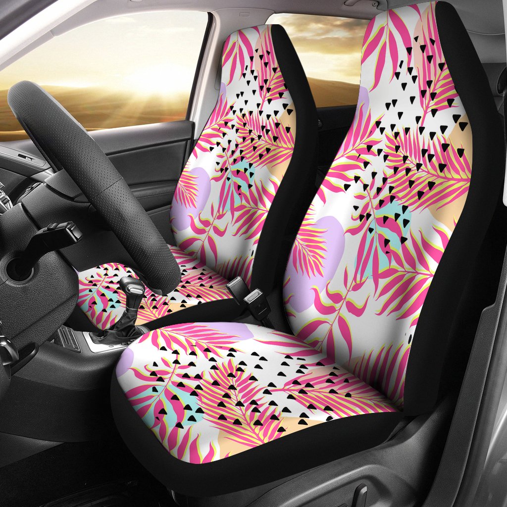 Pink Tropical Palm Leaves Universal Fit Car Seat Covers