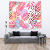 Pink Tropical Palm Leaves Wall Tapestry
