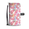 Pink Tropical Palm Leaves Wallet Phone Case
