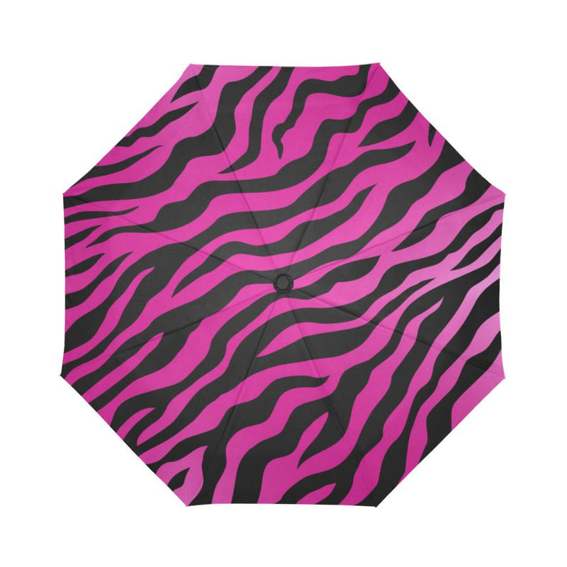 Pink Zebra Automatic Foldable Umbrella