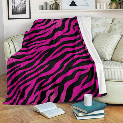 Pink Zebra Fleece Blanket