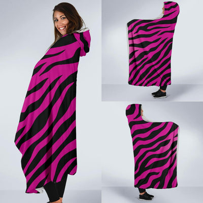 Pink Zebra Hooded Blanket-JORJUNE.COM