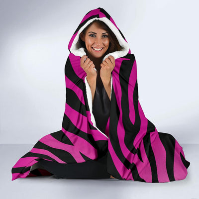 Pink Zebra Hooded Blanket-JORJUNE.COM