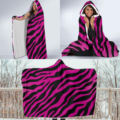 Pink Zebra Hooded Blanket-JORJUNE.COM