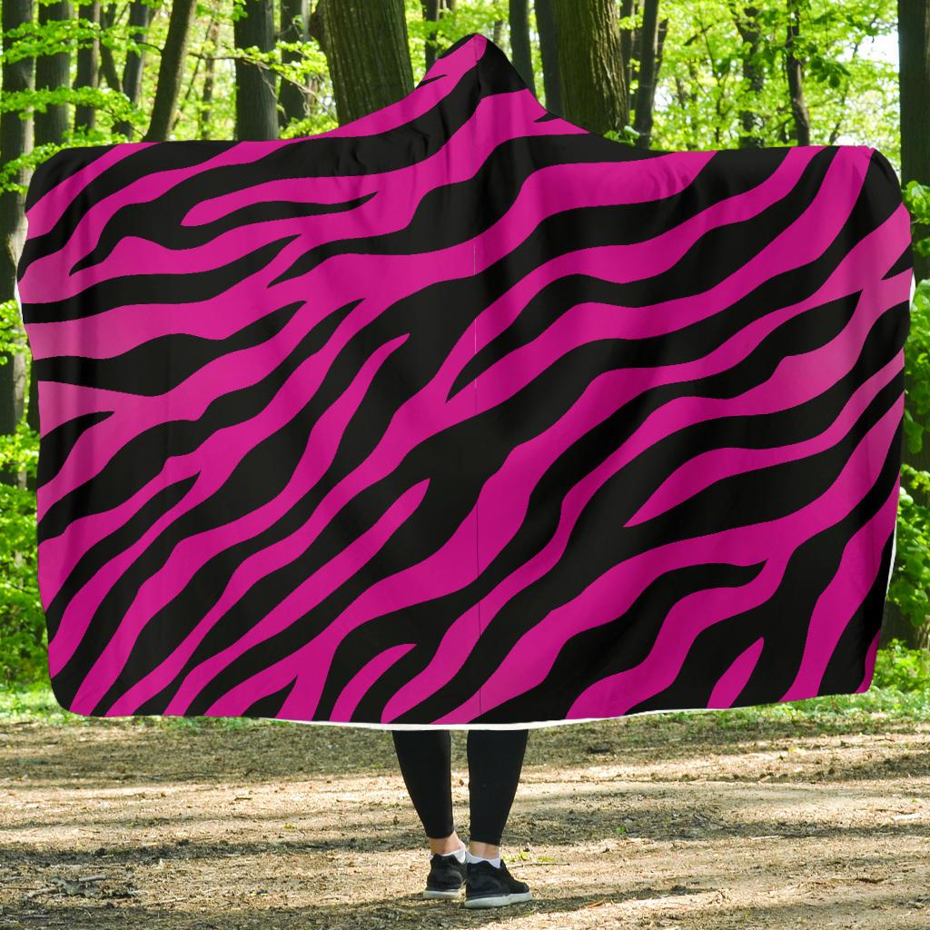 Pink Zebra Hooded Blanket-JORJUNE.COM