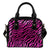 Pink Zebra Leather Shoulder Handbag