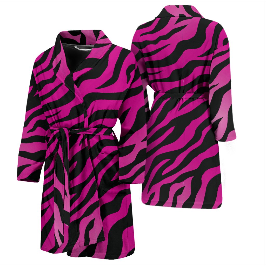 Pink Zebra Men Bath Robe