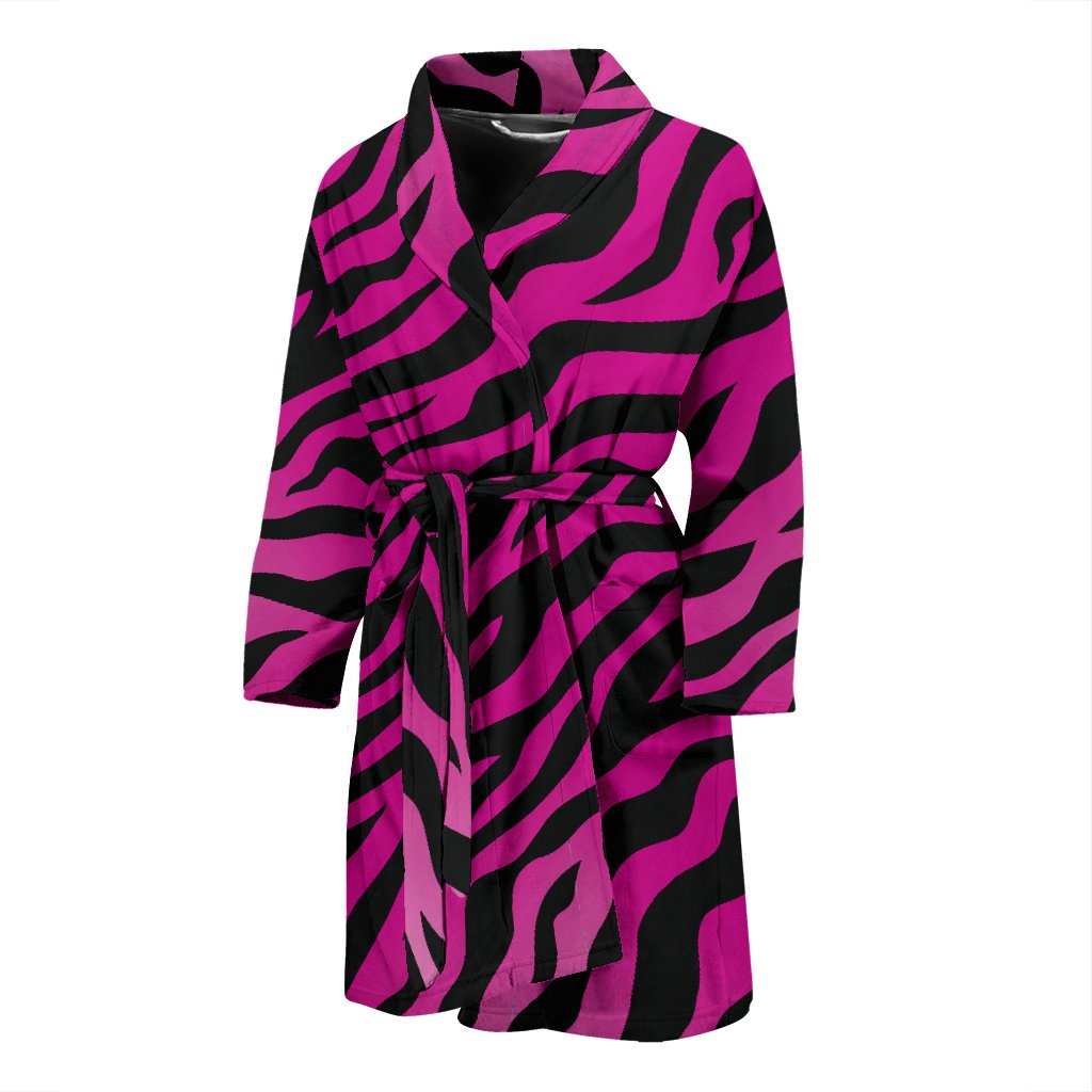 Pink Zebra Men Bath Robe