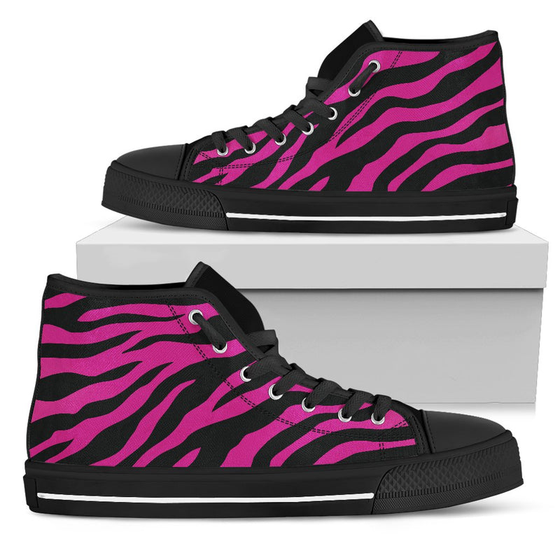 Pink Zebra Men High Top Shoes