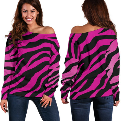 Pink Zebra Off Shoulder Sweatshirt