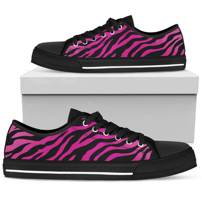 Pink Zebra Women Low Top Shoes