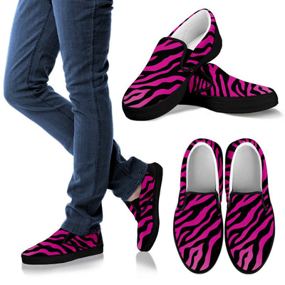 Pink Zebra Women Slip On Shoes