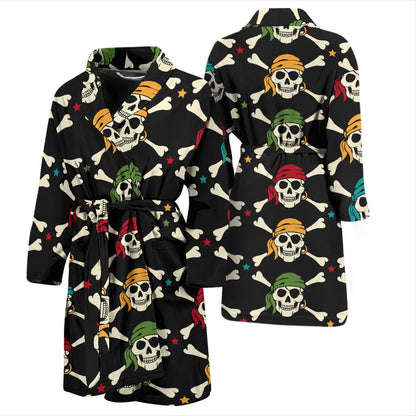 Pirate Pattern Print Design A01 Men Bathrobe-JORJUNE.COM