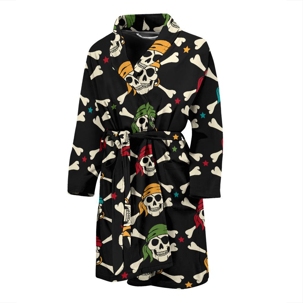 Pirate Pattern Print Design A01 Men Bathrobe-JORJUNE.COM
