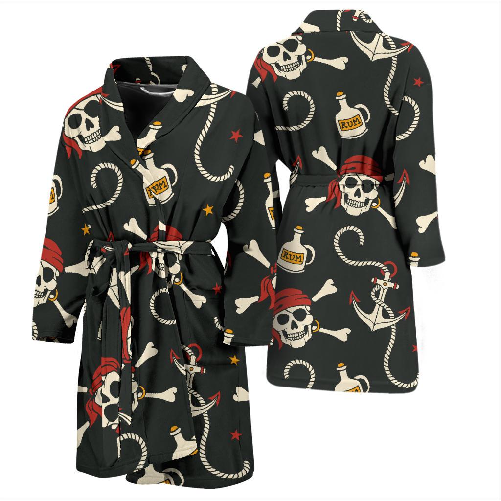 Pirate Pattern Print Design A02 Men Bathrobe-JORJUNE.COM