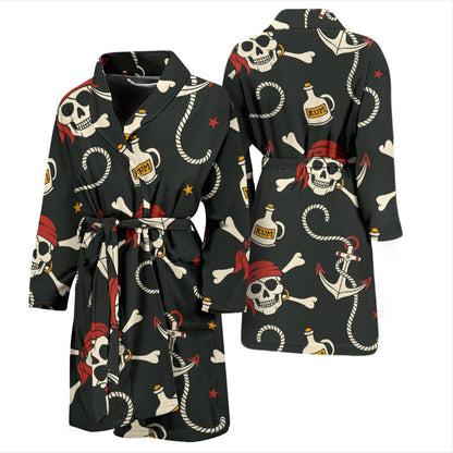 Pirate Pattern Print Design A02 Men Bathrobe-JORJUNE.COM