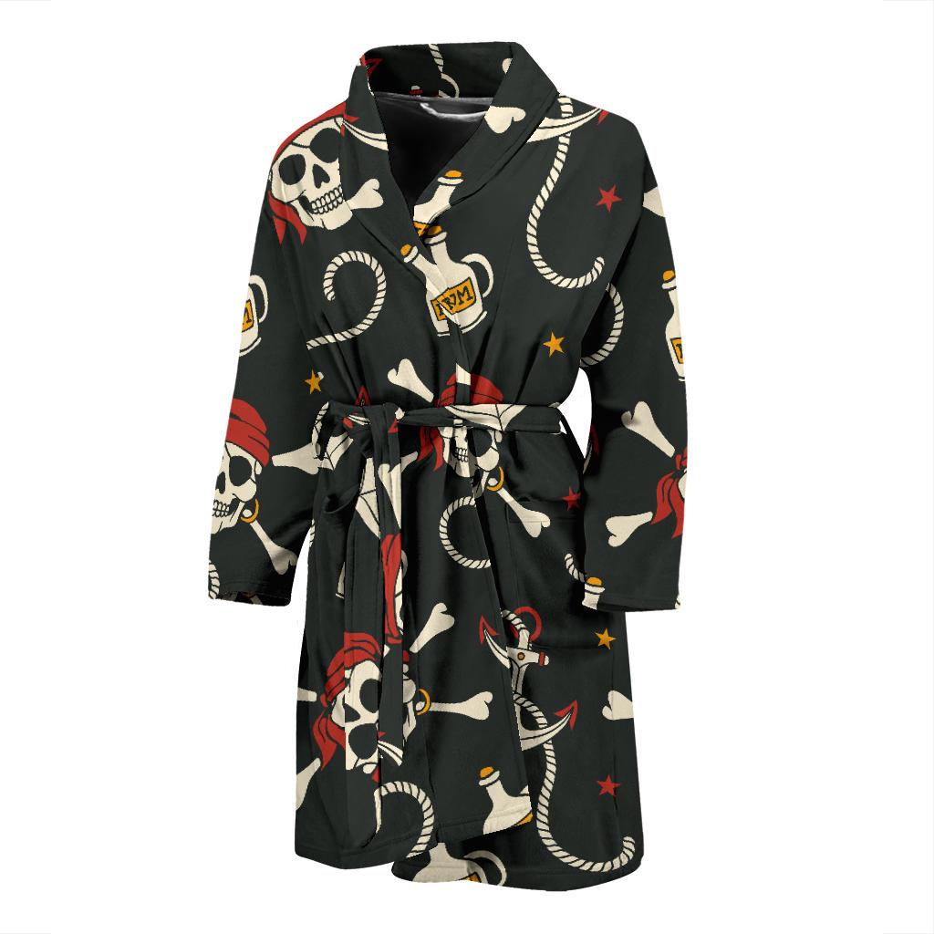 Pirate Pattern Print Design A02 Men Bathrobe-JORJUNE.COM