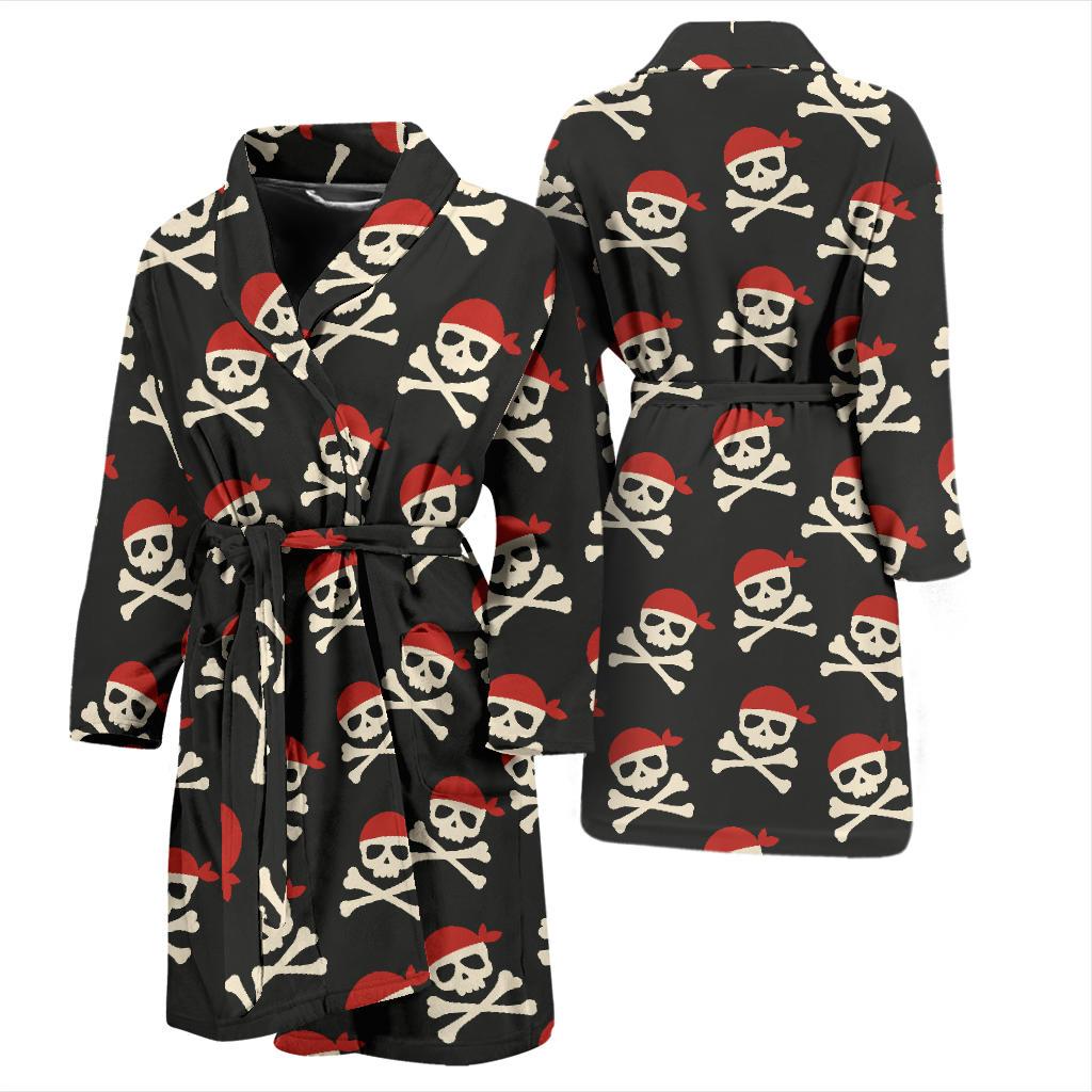 Pirate Pattern Print Design A04 Men Bathrobe-JORJUNE.COM