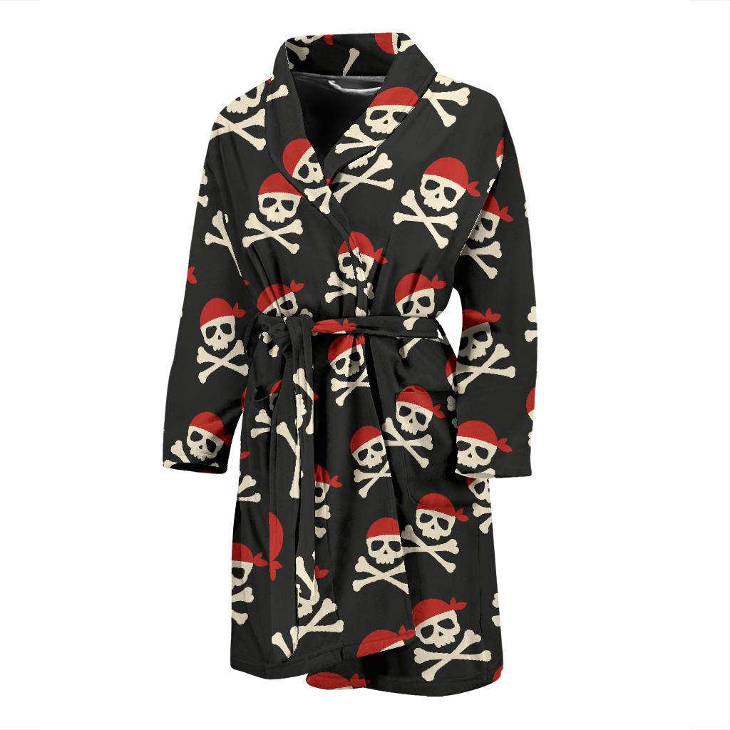 Pirate Pattern Print Design A04 Men Bathrobe-JORJUNE.COM
