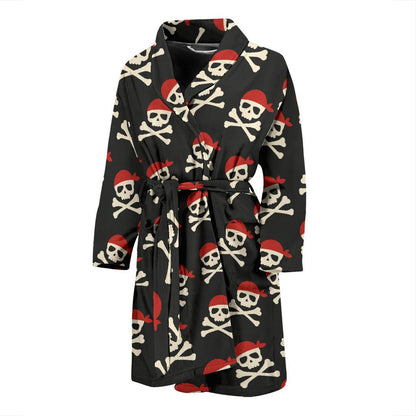 Pirate Pattern Print Design A04 Men Bathrobe-JORJUNE.COM