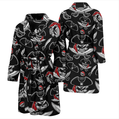 Pirate Pattern Print Design A05 Men Bathrobe-JORJUNE.COM