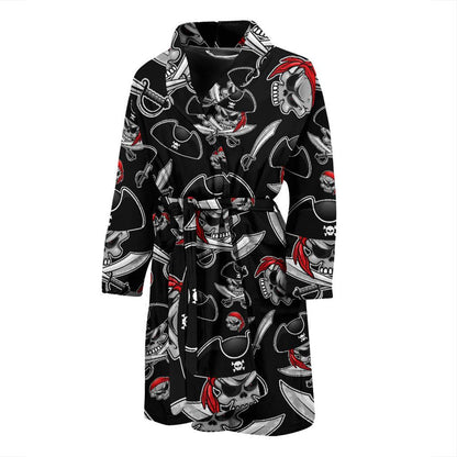 Pirate Pattern Print Design A05 Men Bathrobe-JORJUNE.COM