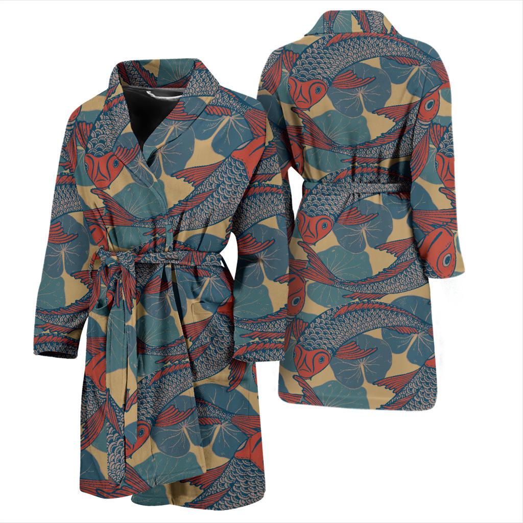 Pisces Pattern Print Design A01 Men Bathrobe-JORJUNE.COM