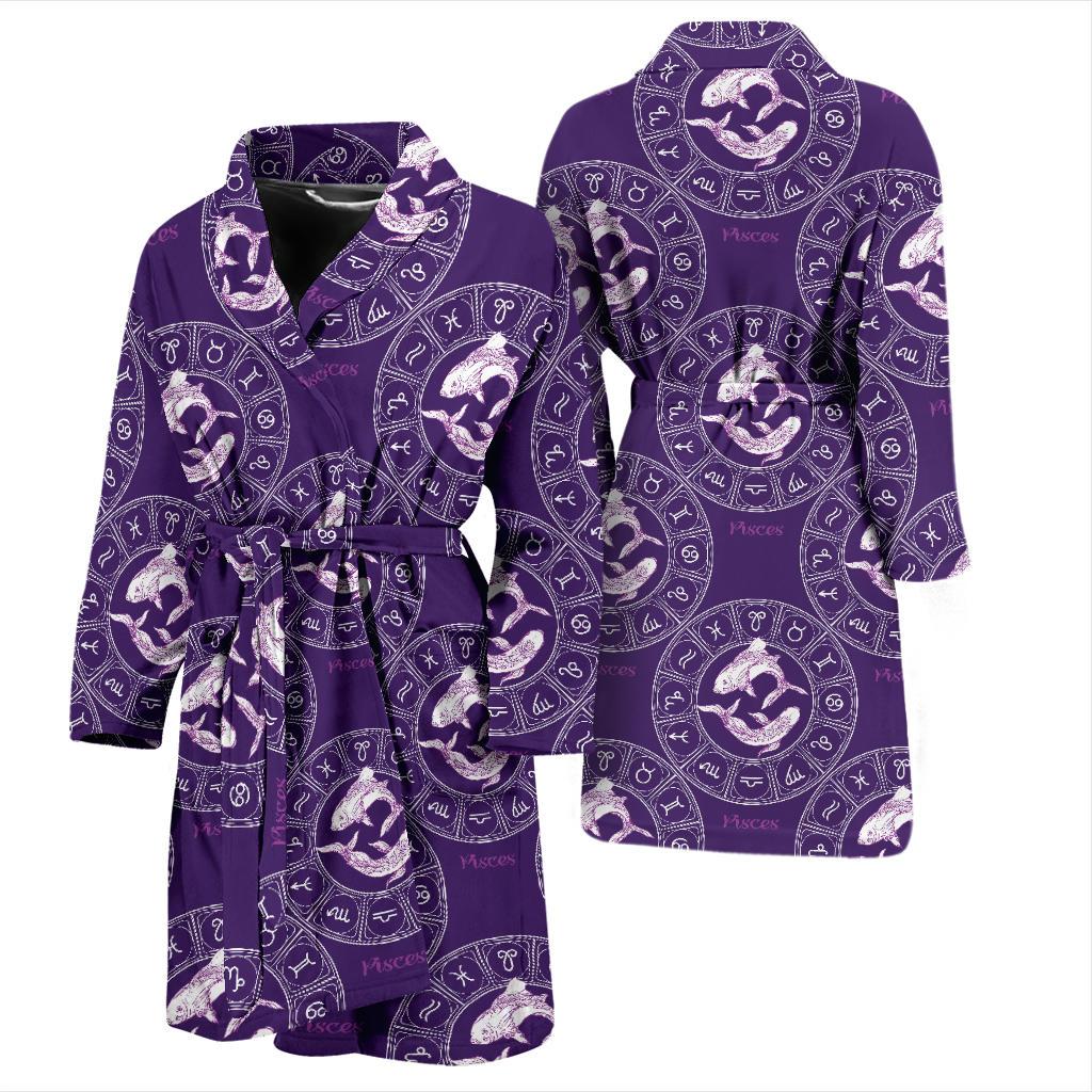 Pisces Pattern Print Design A02 Men Bathrobe-JORJUNE.COM