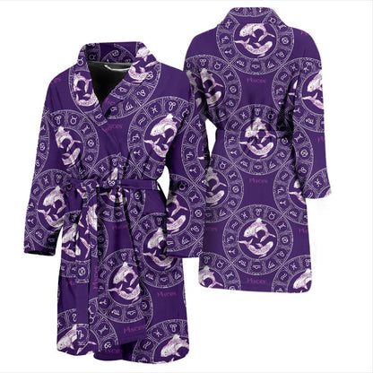 Pisces Pattern Print Design A02 Men Bathrobe-JORJUNE.COM