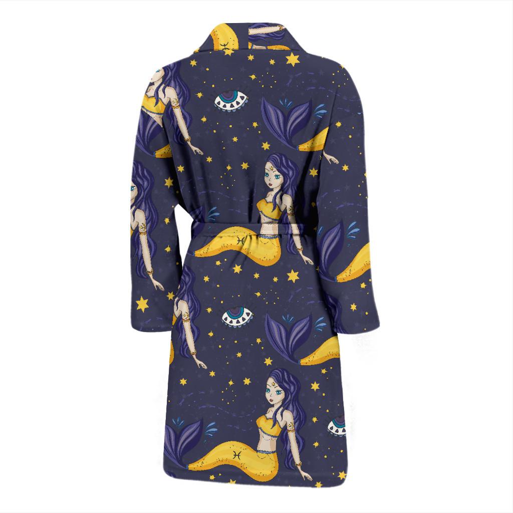 Pisces Pattern Print Design A04 Men Bathrobe-JORJUNE.COM