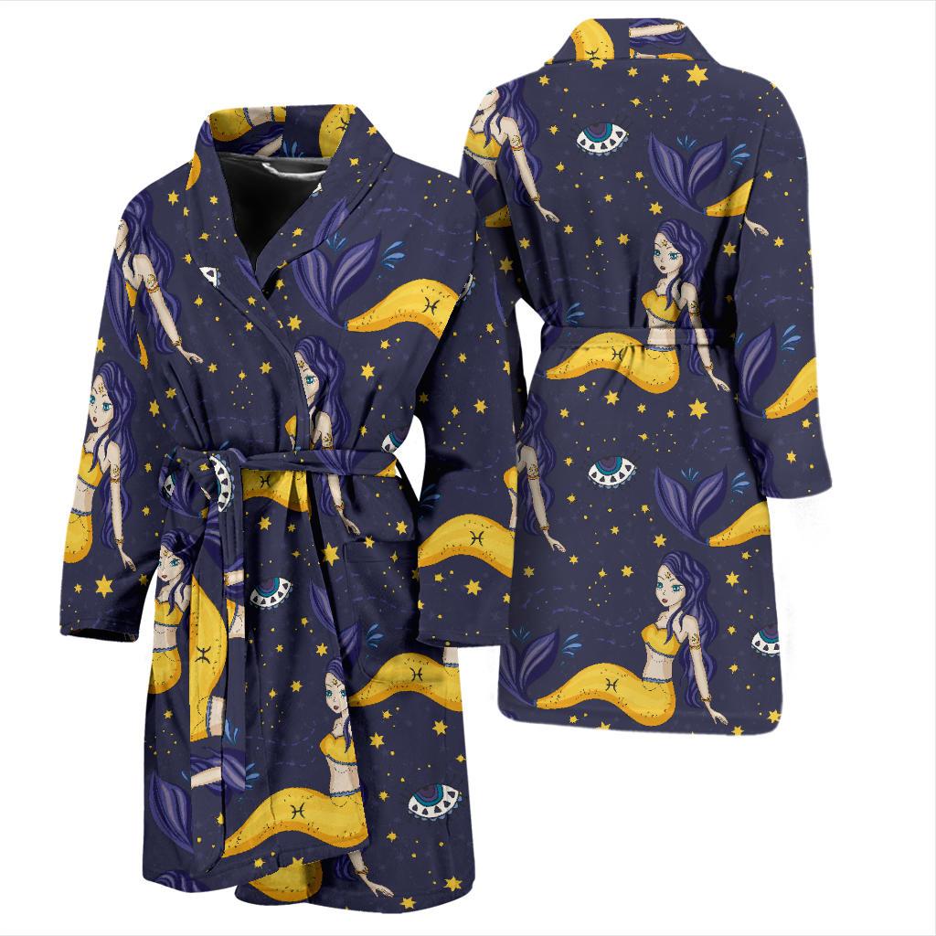 Pisces Pattern Print Design A04 Men Bathrobe-JORJUNE.COM