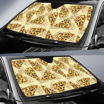 Pizza Pattern Print Design A01 Car Sun Shades-JORJUNE.COM