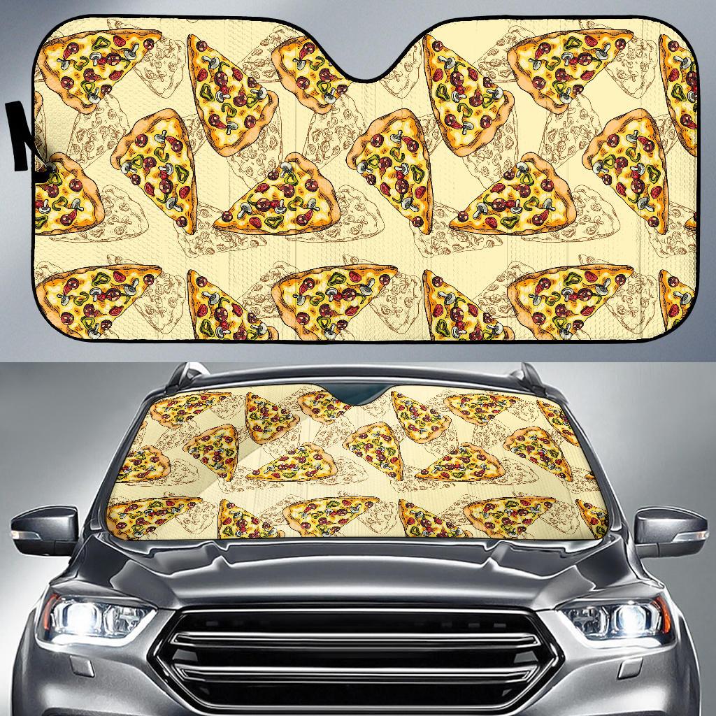 Pizza Pattern Print Design A01 Car Sun Shades-JORJUNE.COM
