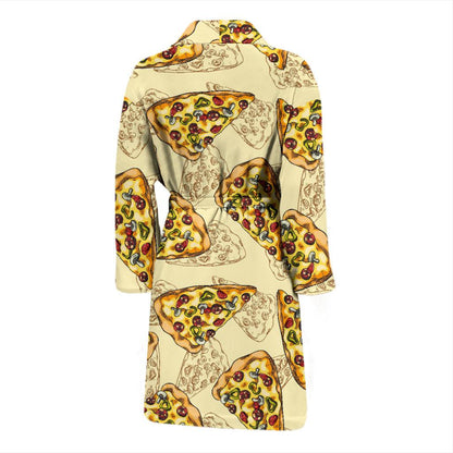 Pizza Pattern Print Design A01 Men Bathrobe-JORJUNE.COM
