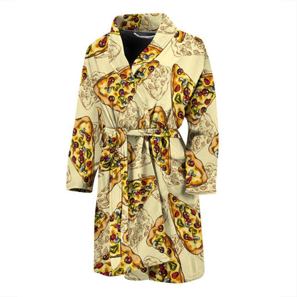 Pizza Pattern Print Design A01 Men Bathrobe-JORJUNE.COM