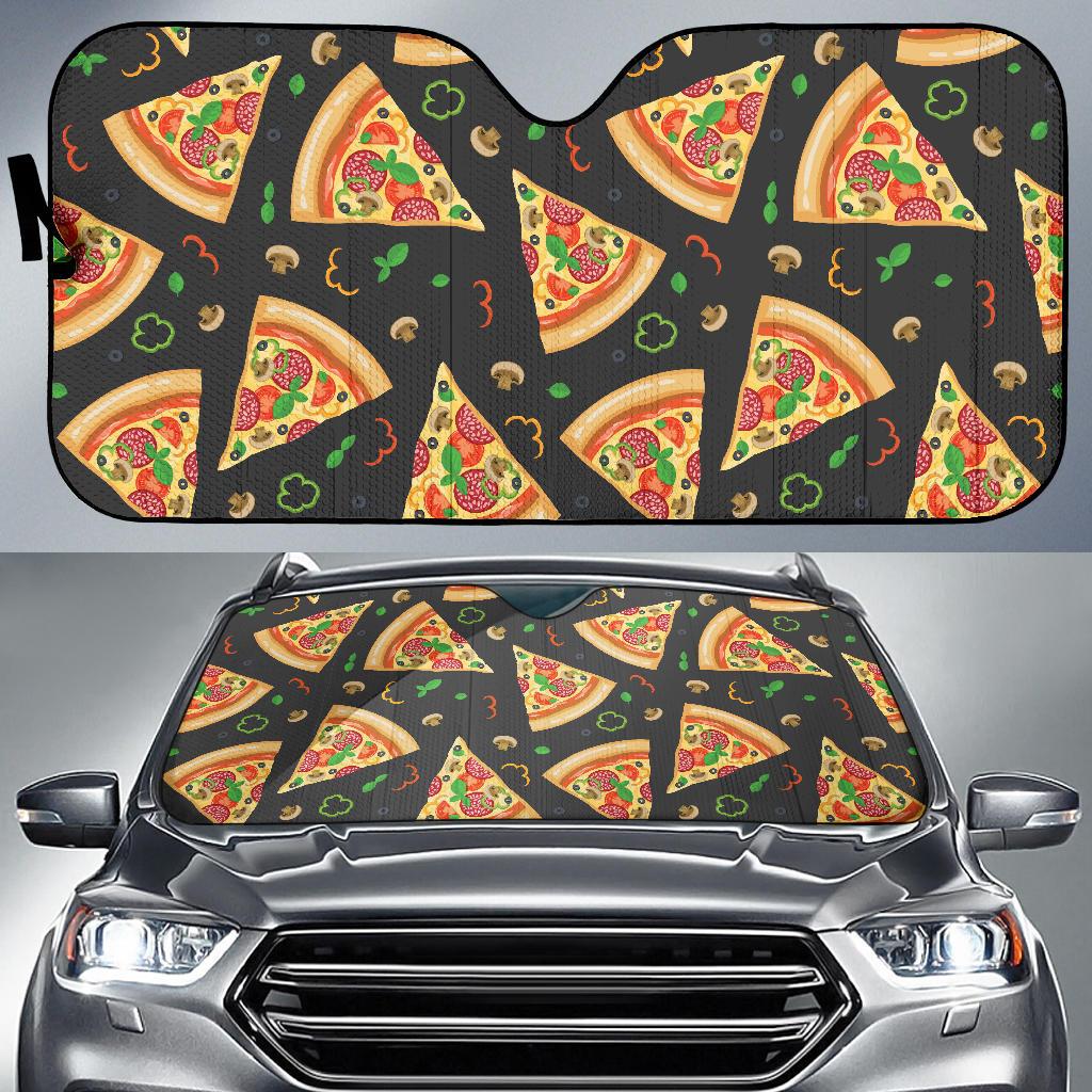 Pizza Pattern Print Design A02 Car Sun Shades-JORJUNE.COM
