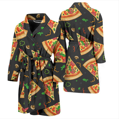 Pizza Pattern Print Design A02 Men Bathrobe-JORJUNE.COM