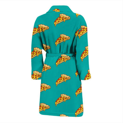Pizza Pattern Print Design A03 Men Bathrobe-JORJUNE.COM