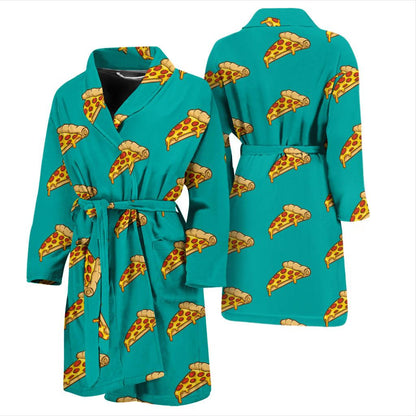 Pizza Pattern Print Design A03 Men Bathrobe-JORJUNE.COM
