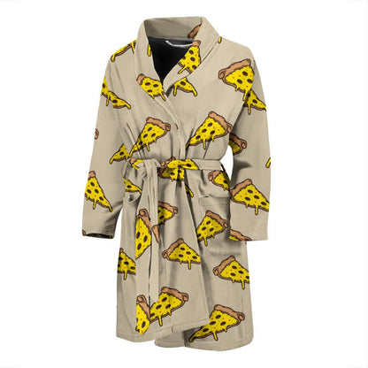 Pizza Pattern Print Design A04 Men Bathrobe-JORJUNE.COM