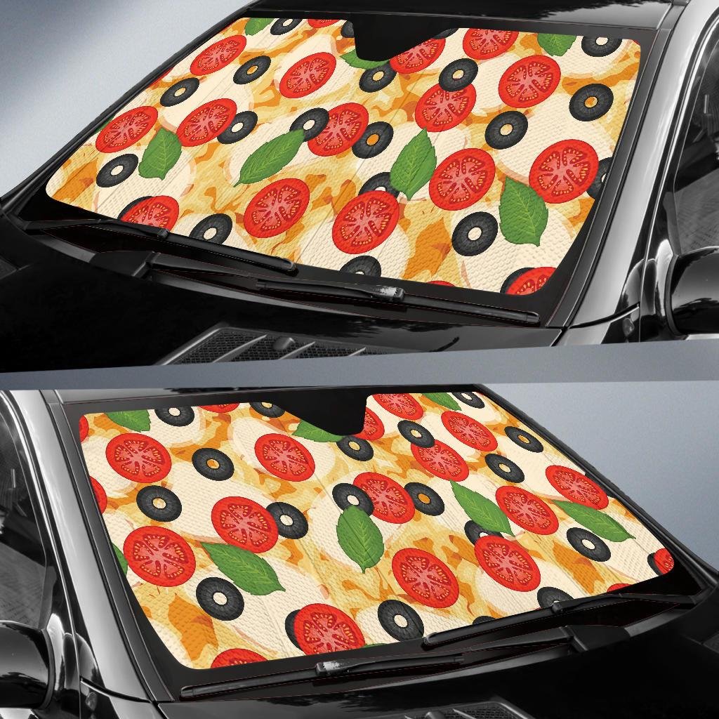 Pizza Pattern Print Design A05 Car Sun Shades-JORJUNE.COM