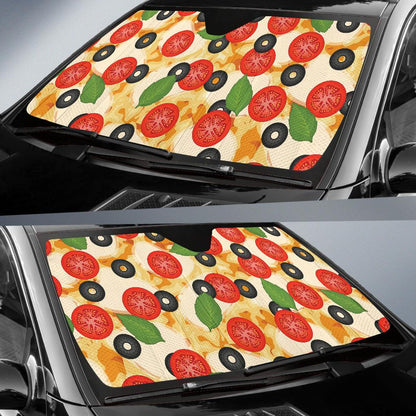 Pizza Pattern Print Design A05 Car Sun Shades-JORJUNE.COM