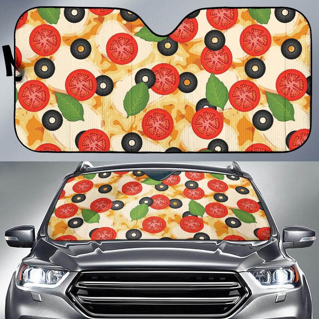 Pizza Pattern Print Design A05 Car Sun Shades-JORJUNE.COM