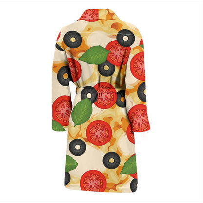 Pizza Pattern Print Design A05 Men Bathrobe-JORJUNE.COM
