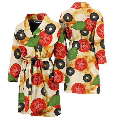 Pizza Pattern Print Design A05 Men Bathrobe-JORJUNE.COM