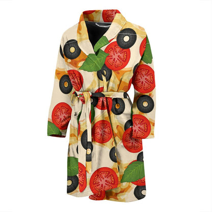 Pizza Pattern Print Design A05 Men Bathrobe-JORJUNE.COM