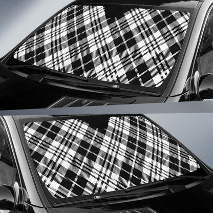 Plaid Black White Pattern Print Design A02 Car Sun Shades-JORJUNE.COM