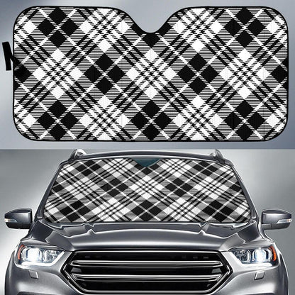 Plaid Black White Pattern Print Design A02 Car Sun Shades-JORJUNE.COM