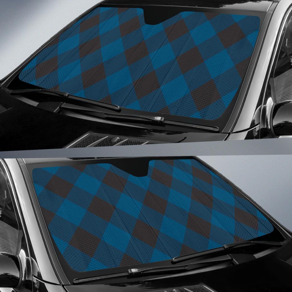 Plaid Blue Pattern Print Design A04 Car Sun Shades-JORJUNE.COM